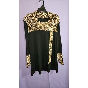 Furnex, Black, Leopard Print, Top, Size: XL